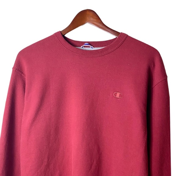 Champion Powerblend Crewneck Sweatshirt Red Wine Maroon Pullover Athletic Mens L - Picture 3 of 15